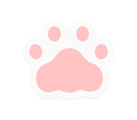 ピンク色の猫の肉球のシールのイラスト素材 - シンプルでかわいい猫の手のステッカー風装飾アイコン