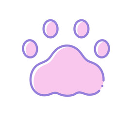 Obraz premium 紫色の線にピンクの猫の肉球のアイコン- シンプルでおしゃれな動物の足跡のイラスト素材