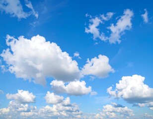 Fototapeta premium Blue Sky with Fluffy White Clouds.