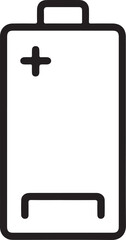 Simple outline icon of a battery with positive and negative terminals