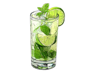 Refreshing Mojito in a tall glass