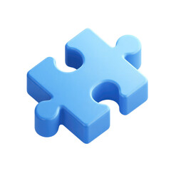 Obraz premium A light-blue puzzle piece, 3D rendered, with rounded edges and a slightly angled perspective