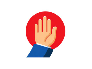 Obraz premium Hand icon with red circle and blue sleeve