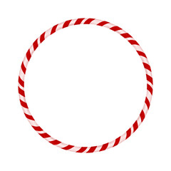 A red and white circular hoop used in circus stunts. Amusement park fitness equipment, hand-drawn on a transparent background. © 7nov.studio