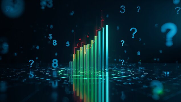 A premium financial stock exchange business concept with glowing candlestick charts, holographic trading data, and futuristic market visualization, Generative AI