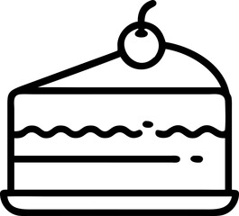 cake vector icon on white or transparent background. bakery items or breakfast icons items Stroke icon collections. Editable Stroke icon collection Outline icon.