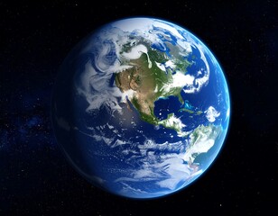 Obraz premium Earth from space, detailed view of continents and clouds