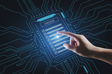 Digital checklist with hand over circuit board interface for verification