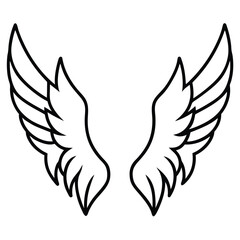 Angel Wings no figure line art vector