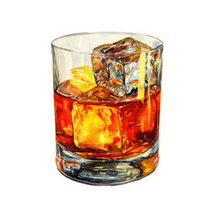 Vieux Carré Cocktail with Ice Cubes in a Rocks Glass