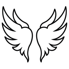 Angel Wings no figure line art vector