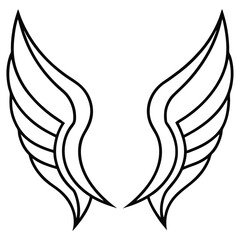 Angel Wings no figure line art vector