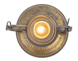  Vintage Oil Camping Lantern with Gentle Warm Flame, Top-Down Perspective, isolated