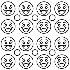 Happy face icons pattern isolated on white background silhouette