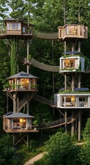 Obraz premium Luxurious Treehouse Resort in Lush Green Forest.