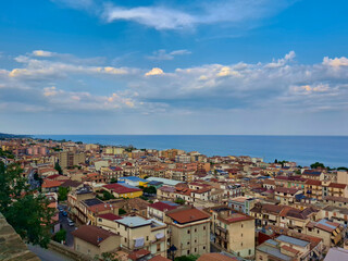 Panoramic view of the tourist town of Trebisacce in Calabria