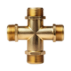 A Gleaming Brass T-Shaped Valve for Plumbing and Construction Projects [Transparent Background PNG].