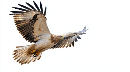 Obraz premium Majestic eagle soaring gracefully through sky, showcasing its powerful wings and striking plumage