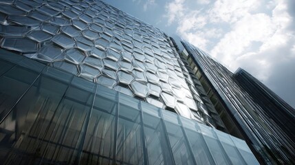 Modern skyscrapers with geometric facade