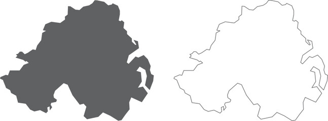 vector illustration of simple abstract map of Northern Ireland