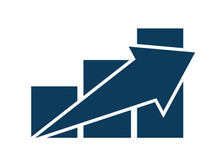 Fototapeta premium Graph diagram up icon, business growth success chart with arrow, business bar sign, progress bar symbol, growing graph icon, profit growing symbol