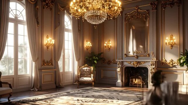 Luxurious, ornately decorated interior room