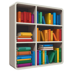 Fototapeta premium Colorful Bookshelf: Organized Books, Binders, and Education Resources
