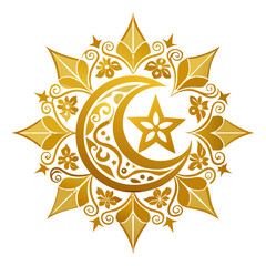  Islamic Star and Crescent Ornament Vector