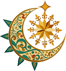  Islamic Star and Crescent Ornament Vector