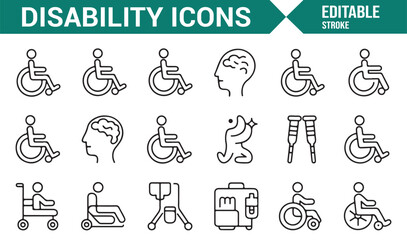 Editable icons for wheelchair users, crutches, and other assistive technologies