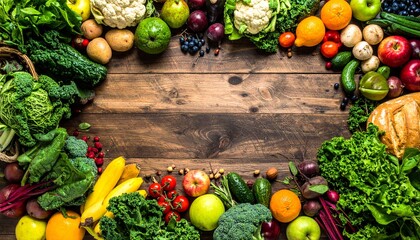 Fresh Market Produce A Firefly Photorealistic View of Bountiful Harvest on Rustic Wood