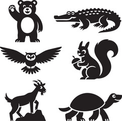 Set of animal vector silhouette 