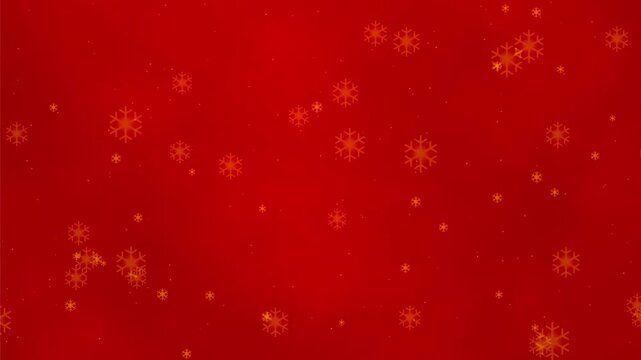 festive Christmas motion graphic on a deep, rich red background. Large, translucent red snowflakes slowly drift downwards, creating a subtle pattern.