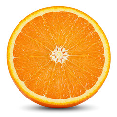 Fresh Orange Cut In Half Isolated On White Background