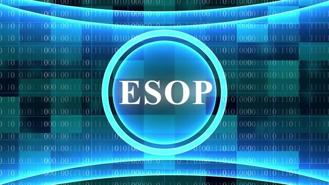 Blue Circle With ESOP Text On A Digital Binary Code Background abstract esop