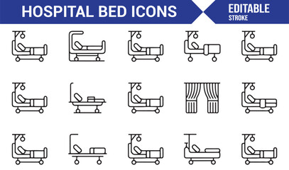 Editable icons for hospital beds, IV stands, and bedside tables