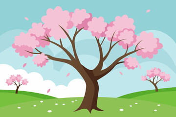 spring tree with pink flowers