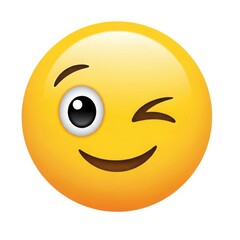 Fototapeta premium Winking smiley face emoji isolated on white background