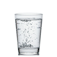 Clear Glass Of Water With Bubbles On White Background