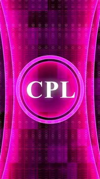 Vertical Abstract Background with Magenta Glowing Circle and CPL Text binary code data