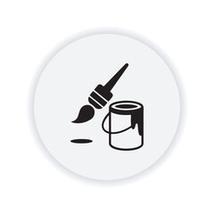 Paintbrush and Paint Can Illustration for Creative Projects and Home Improvement Depicting Artistic Expression and DIY Decor Ideas with Simple Icon Style