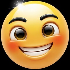 Fototapeta premium Happy smiling emoji with blushing cheeks isolated on white background