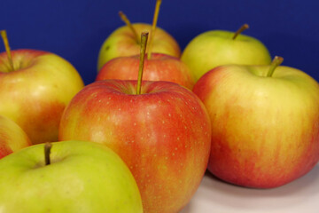 Ripe juicy red and yellow apples
