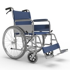 Fototapeta premium Blue wheelchair isolated on white background