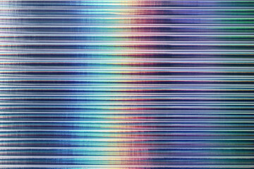 Iridescent gradient ribbed glass background, horizontal abstract texture