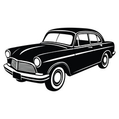 Fototapeta premium Old Vintage Car Vector Silhouette Design