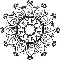 Elegant Floral Mandala with Geometric Outline Design