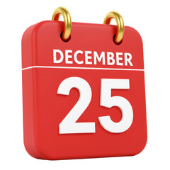 Fototapeta premium 3D Red Christmas Calendar December 25th