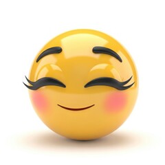 Fototapeta premium Happy emoji with blushing cheeks and closed eyes
