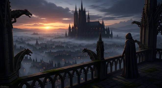 Candlelit Halloween altar with carved pumpkins, skull and autumn props — moody gothic seasonal still life